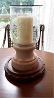 Etched Glass Cane Globe on Pedestal