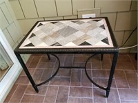 Metal and Marble Patio Side Table