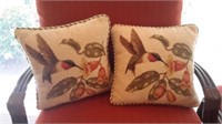 Pair of Hummingbird Needlepoint Pillows