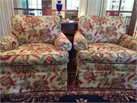 Pair of Chintz Upholstered Club Chairs