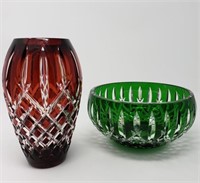 Waterford Crystal Araglin Ruby Vase & Emerald