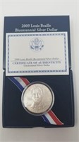 2009-P Louis Braille Bicentennial Silver Dollar