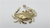 14kt Crab Pin with Diamond & Emeralds