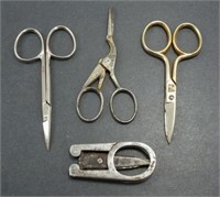 4 Pairs of Vintage Scissors - Unique Bird Pair