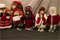 Five Christmas Caroling Dolls