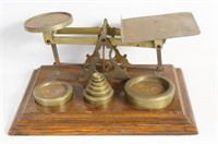 Antique Brass Postal  Balance Scale with weights