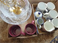 2 boxes mugs & other