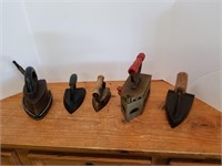 B8- ASSORTED VINTAGE IRONS
