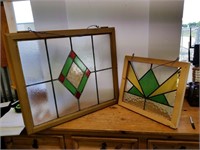 B2- 2 FRAMED STAINED AND LED GLASS WALL HANGINGS