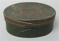 SMALL OVAL FINGER-LAPPED DITTY BOX - PAINT DECORAT