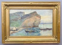 OIL PAINTING OF A COASTAL SCENE SIGNED H. YOUNG