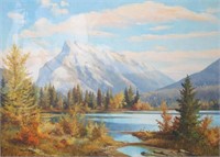 DUNCAN CROCKFORD OIL PAINTING OF MOUNT RUNDLE