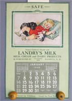 1940 ADVERTISING CALENDAR FOR LANDRY'S MILK