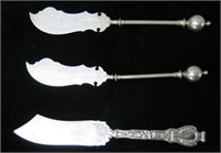 PAIR LATE 19TH C. STERLING SILVER FISH KNIVES