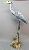 JEROME HOWES LIFE SIZE CARVED BLUE HERON