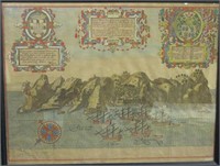 1575 HAND COLORED ENGRAVING OF ISLE SAINT HELENA