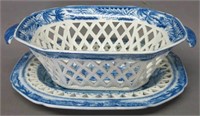 FENESTRATED STAFFORDSHIRE BASKET AND UNDERTRAY