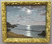 ROGER DE LA CORBIERE MOONLIT SEASCAPE PAINTING