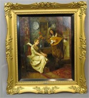 CARL DUXA OIL PAINTING OF A SALON SCENE