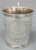 LINCOLN & FOSS ENGRAVED SILVER CHRISTENING CUP