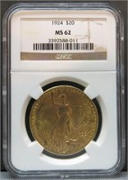 1924 US $25 SAINT GAUDEN GOLD COIN MS62