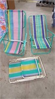 3 folding beach chairs