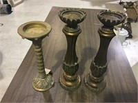 LOT OF 3 TALL CANDLE HOLDERS