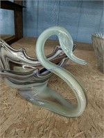 Art Glass Swan Decorative Dish