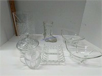 Assorted Glassware And Plastic Vase