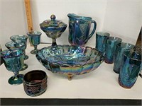 Set Of Blue Glassware