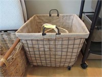 Three Assorted Baskets: 2 Rolling Baskets, Woven P