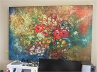 Large Oil on Canvas: Floral Painting, Artist Signe