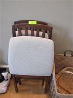 Two Folding Wood Chairs: Upholstered Seat, Stakmor