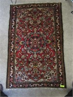 Hamadan Carpet: 3'x6', Central Medallion, Burgundy