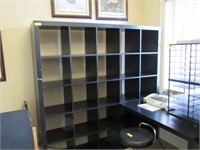 Large Shelving Unit with Attached Desk: 20 Section