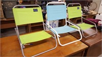 3 folding beach sand chairs