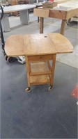 Old rolling table w/glass pullout shelf