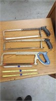 3 hacksaws and spare blades Nicholson Great Neck
