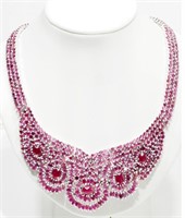 Sterling silver ruby necklace with approx. 594