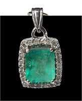 14K White gold emerald pendant, approx. 2.20 ct.,