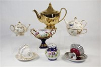 Gold Lustre Tea Pot, Bone China Tea Cups Sets