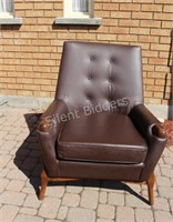 Mid Century High Back Pin Cushion Leather Chair