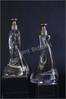Signed Baccarat Large Glass Candle Holders