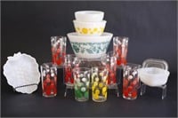 Retro Milk Glass Mixing Bowls, Container & Glasses