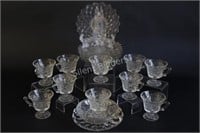 Glass Embossed Luncheon Plates & Cup Set
