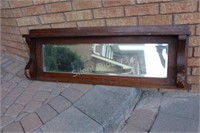 Oak Mantel Shelf with Beveled Mirror