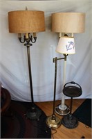 Three floor lamps and upright ash tray