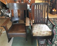 Pair of Oak Chairs Rocking Chairs