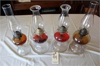 Four Oil Lamps with globes