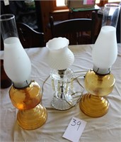 Ornate Oil Lamps and electric lamp